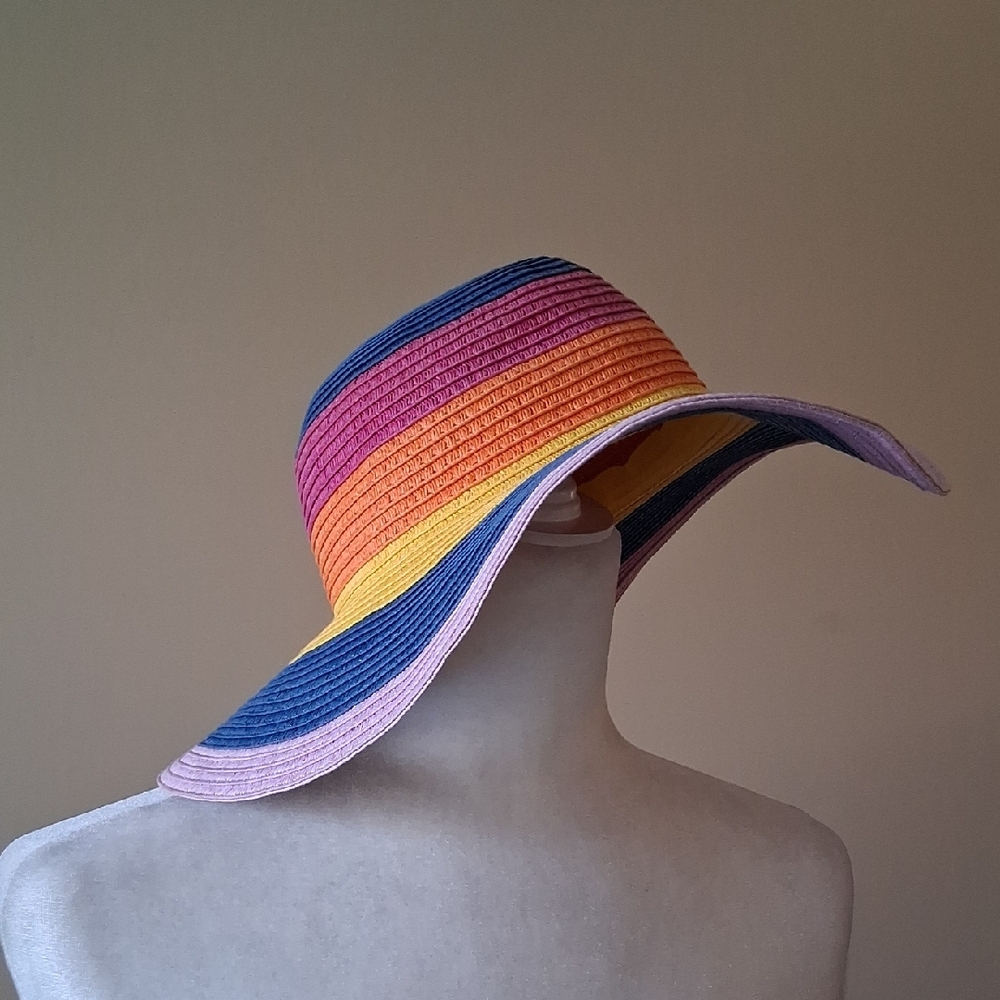 Colorful Striped Women's Woven Sun Hat